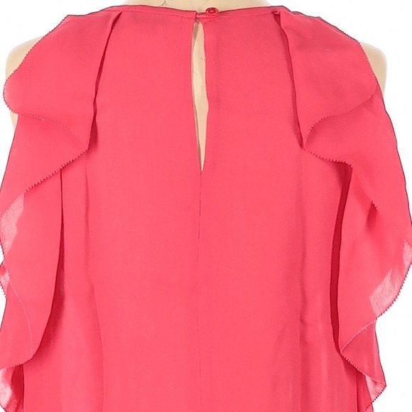 KATE SPADE Coral Pink Viscose Ruffle Accent Blouse - Picture 4 of 6